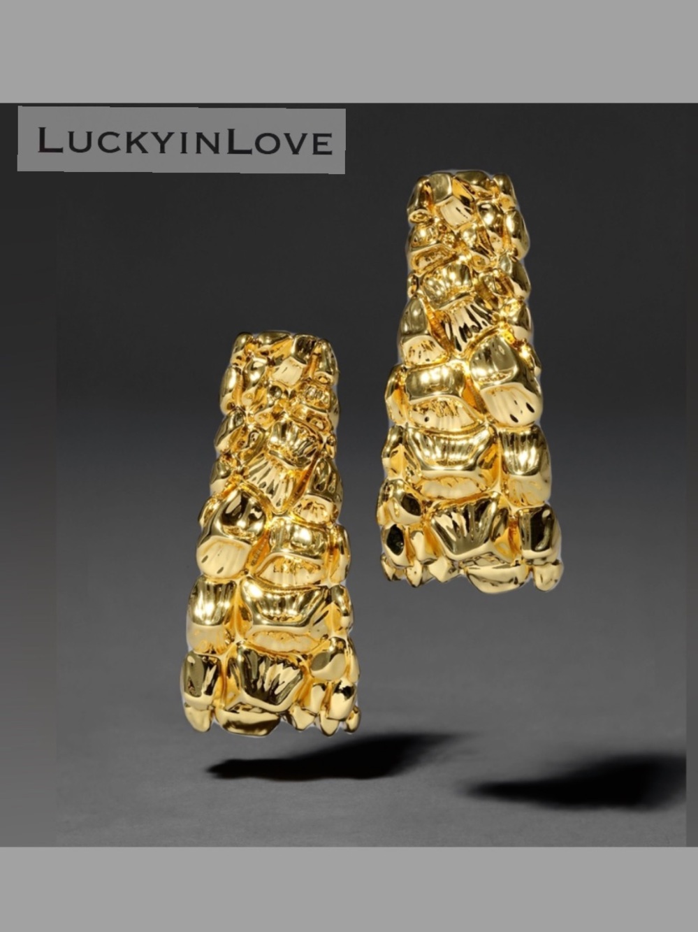 ALEXIS BITTAR • Brut Gold Croco Hoop Earrings